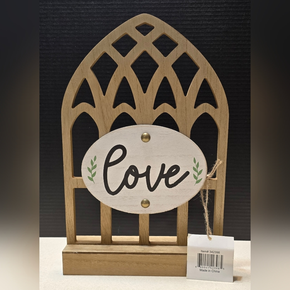Rustic Tabletop Arch "Love" Home Decor Natural Wood Finish Office Decoration NWT